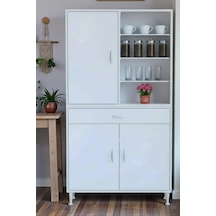 Eliusta Funci Beyaz Renk G:95 Cm Banyo Dolabı 3 Kapaklı 7 Raflı Dolap 95x173x32,5 Cm Boyutlarında Dolap Beyaz