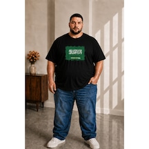 Sngl Tekstil Erkek Büyük Beden Kısa Kollu Suudi Arabistan Bayrak Baskılı Tişört 3xl 4xl 5xl 6xl 7xl 8xl 9xl Siyah