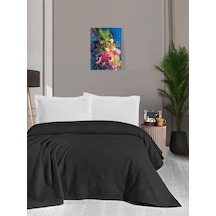 220x240 Çift Kişilik Siyah Pike Modern Kare Desenli, Yumuşak Ve Nefes Alabilen Yatak Örtüsü, Dört Mevsim Kull Diğer