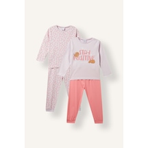 Defacto Baskılı Ve Desenli 4lü Pijama Takımı Kız Bebek I3235a526aupn425 Pembe-pn425