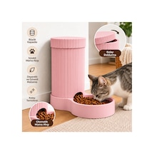 Kedi Ve Köpek Otomatik Mama Kabı Yerçekimli Mama Besleyici, Geniş Hazneli, Pratik Ve Modern Tasarım - Pembe