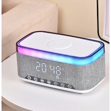 Rgb Işıklı Bluetooth Hoparlör - Dijital Saat, Kablosuz Şarj Ve Çok Renkli Led Aydınlatma Rgb Işıklı Bluetooth Hoparlör - Dijital Saat, Kablosuz Şarj Ve Çok Renkli Led Aydınlatma