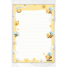 A5 Arı Bloknot Çizgili Defter - 50 Yaprak - Memopad - Notepad - Not Defteri - Not Kağıdı Sarı Sarı