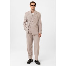 Antioch Kuşaklı Relax Fit Erkek Blazer Ceket Taş