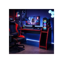 Livan Oyuncu Masası Gaming Bilgisayar Masası Geniş Çalışma Alanlı Modern Pc Ve Çalışma Masası Siyah - Kırmızı