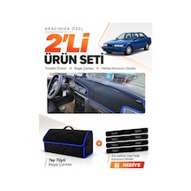 E-biz Mazda 626 Gd 1987-1991 Uyumlu Torpido Örtüsü + Tay Tüyü Bagaj Çantası - Siyah-mavi - Ma008