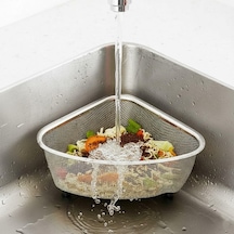 Paslanmaz Çelik Ayaklı Lavabo İçi Çöp Süzgeci 18x13x10 Cm Hijyenik Ve Pratik Gider Filtresi, Bulaşık Süngeri Ve Tel Organizerli Lavabo Atık Süzgeci Çok Renkli