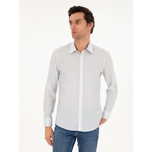 Cacharel Mavi Slim Fit Çizgili Yün Gömlek
