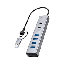 Juo Type-c Ve Usb-a 7 Portlu 4 Usb-a 3 Type-c 5gbps Usb 3.2 Çoklayıcı Hub Dönüştürücü