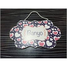 Hiraevgereçleri Banyo Oda Isimlik Ahşap Kapı Isimliği Çok Renkli