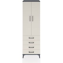 Hyperion Dolap Tek Raflı 4 Çekmeceli Tek Askılı 60x44x195 Ant... Antrasit