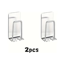 Cordial 2'li Paslanmaz Çelik Diş Fırçası Askısı - Vidalısız Montaj, Banyo Aksesuarı Gümüşi