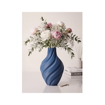 Aura Vazo 20cm - Modern Estetik Tasarım Dekoratif Ev Ofis Salon Dekorasyonu İçin Şık Obje - Minimalist Tasarım Çiçeklik Masa Üstü Süs Eşyası Lacivert
