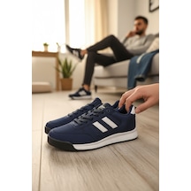 Enoch Erkek Yan Çizgili Yüksek Tabanlı Rahat Yürüyüş Ve Koşu Ayakkabısı Sneaker 2332 Lacı