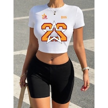 Tarzsokak Yaz Boston Numarası 22 Yıldız Baskılı Kırpma T-shirt Şort Kadın Seksi İki Parçalı Set Üstleri Beyaz