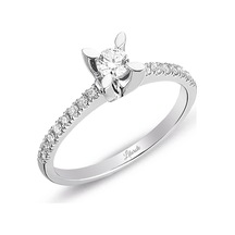 0.39 Ct. Kolları Taşlı Tektaş Pırlanta Yüzük