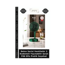 Delux Serisi Vantilatör 3 Kademeli Taşınabilir Şarjlı F06 Ofis Pratik Seyahat