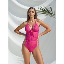 Ang Butik Kadın Pembe Bağcıklı Özel Tasarım Babydoll