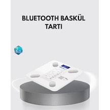 Bluetooth Akıllı Tartı 8 Fonksiyonlu Dijital Baskül, 180 Kg Kapasiteli Düz Renkli
