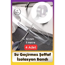 Sızdırmazbant 4 Adet Su Geçirmez Şeffaf İzolasyon Bandı Tezgah Lavabo Kenar Tamir Güçlü 38mm X 3m