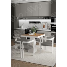 Avvio Bianco Lake Mdf Ayak Tokyo Demonte Sandalye 80x80 Yemek Masası Mutfak Masası 4 Kişilik Akça