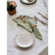 Dnc Home Tekstil Ndchome Premium Keten Adaçayı Yeşili 6lı Peçete Takımı 40x40 Toka Hediy