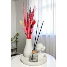 Dekoratif 4 Parça Vazo Seti - Su Damlası Vazo, Yuvarlak Tepsi, Tealight Mumluk, Dekoratif Kız Beyaz