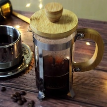 Ahşap Detaylı 350 Ml Cam French Press Kahverengi