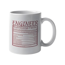 Engineer Nutrition Facts Baskılı Mühendis Hediyelik Kupa Bardak Beyaz-bordo