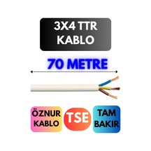 Öznur 3x4 Ttr Kablo Metre Seçenekli Beyaz - 70mt