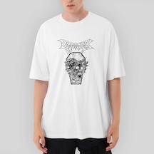 Dismember Skull Oversize Beyaz Tişört Beyaz