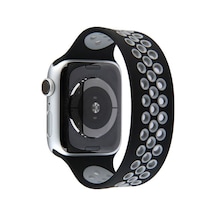 Watch 42mm Ayarlı Delikli Silikon Kordon - Siyah-gri Diğer