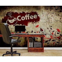 Coffee Yazılı Kafeler İçin Özel Tasarım Duvar Kağıdı