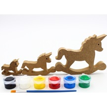 Na Neşeli Ahşap Ahşap Unıcorn Figürü 3 Lü Takım 15cm 10cm 6cm Ahşap Boyama Ürünü.boyama Etkinliği.okul Öncesi Model 3lüunıcornboyalı