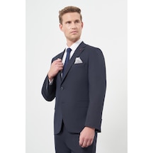 İmza Koyu Lacivert Düz Bez Ayağı Mono Yaka Tam Astar Çift Yırtmaç 2 Düğme 6 Drop Comfort Fit Classic Takım Elbise 1001245167 Koyu Lacivert