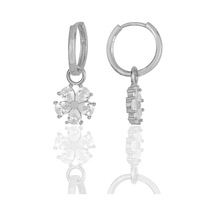 Gümüş Rodyumlu Zirkon Taşlı Çiçek Küpe Barcode Gold - Rose Gold - Rodyum