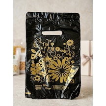 Omeyva El Geçme Baskılı Mini Blok Poşet Torba - No : 1 - 22x35 Cm. - Siyah - 300 Adetlik Paket