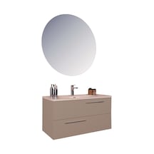 Kobos Serenity 100 Cm Banyo Dolabı Seti Latte Kahve