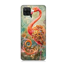 Samsung Galaxy A12 Uyumlu Renkli Flamingo Desenli Silikon Kılıf