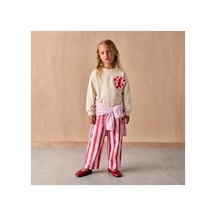 Poala Kids Pembe Çizgili Balloon Jeans