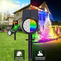 Forlife 7 Renk Rgb 18 Led Spot Güneş Enerjili Bahçe Aydınlatması, Fotoselli, Aplik, 18w, Su Geçirmez Dış Mekan Solar Lamba, Duvar Ve Zemin Montajı Kırmızı, Yeşil, Mavi, Amber, Mor, Beyaz, Turkuaz Açık Lacivert