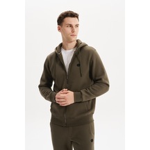 AR-MA Arma Erkek Sweatshirt Büyük Beden 3 İplik Kalın Kumaş Kapüşonlu Fermuarlı Cepli %70 Pamuk %30 Polyester K30324801502 Haki