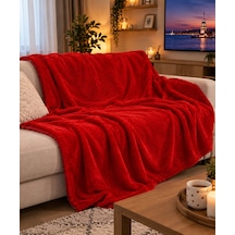 Anyelahome Peluş Kırmızı Tv Battaniyesi