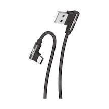 K594 Safe Type-c - Usb 90 Derece Data/şarj Kablosu 3a 1.5mt Siyah