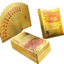 Schulzz BossVegas Euro Şeklinde Su Geçirmez PVC Altın İskambil