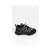 Dgn B1014 Kadin Kalin Taban Bağcikli Sneakers Ayakkabi Siyah