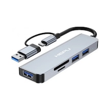 Hepu Hp-b07 5in1 Usb+type-c Girişli Hub Çoklayıcı Kart Okuyucu