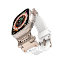 Watch 7 45mm Clo- Krd-108 Metal Başlıklı Silikon Kordon-starlight White