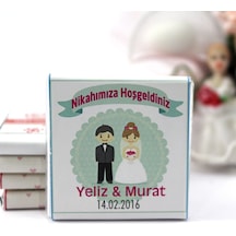 Dark Brown Nikah Çikolatası Kişiselleştirilebilir El Yapımı Madlen Çikolata NKK9 150 Adet