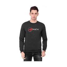 Thundercats Font Baskılı Füme Antrasit Erkek Örme Sweatshirt